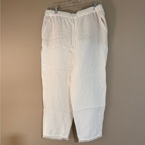 Talbots white linen pants 12